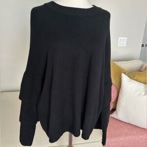 Who What Wear Black Sweater Ruffled Bell Sleeves